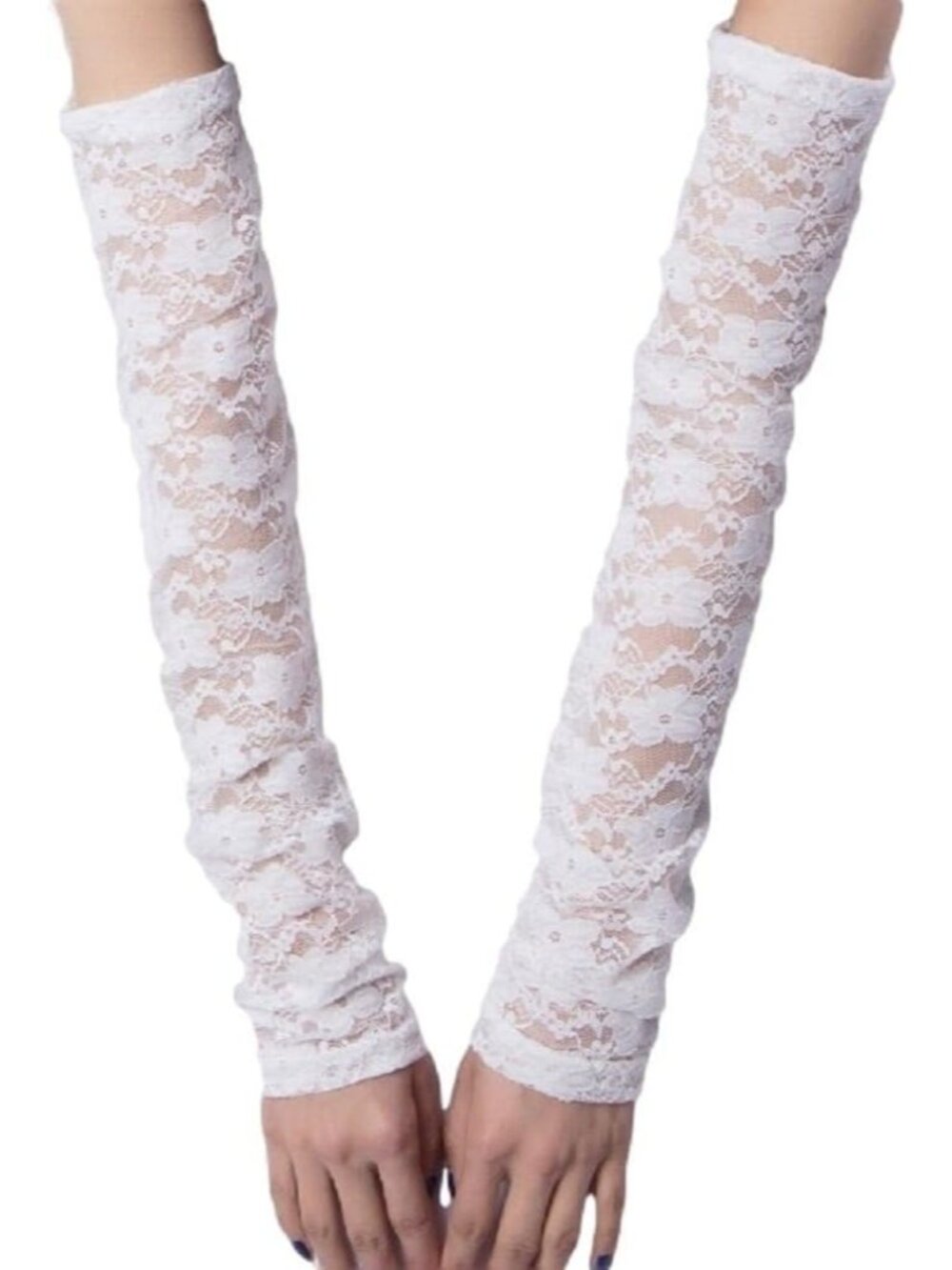 Women Lace White 1920s Arm Sleeves Classic Bridal Elbow Length Satin Opera Glove - Picture 2 of 4